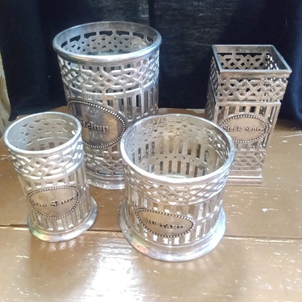 Godinger Sliver plated condiment holder set